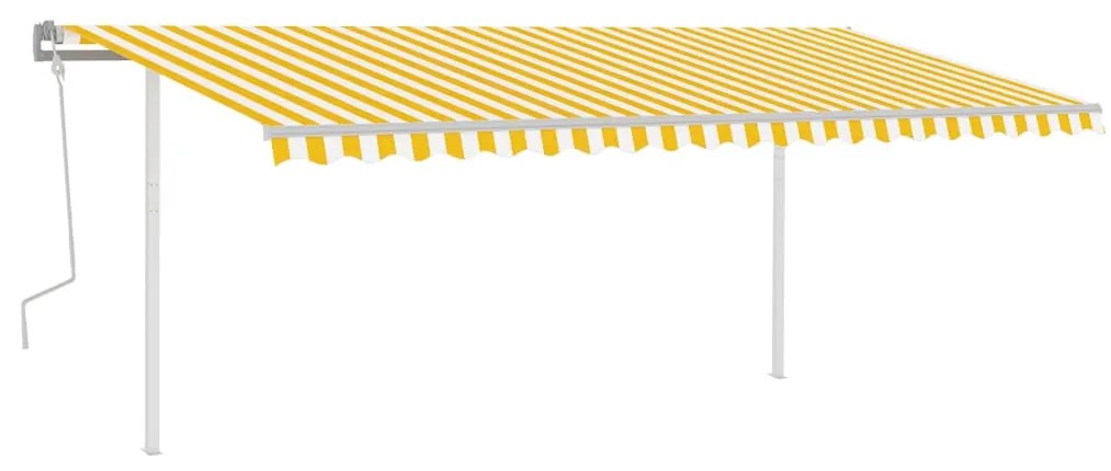 Toldo retrátil manual com luzes LED 5x3,5 m amarelo e branco