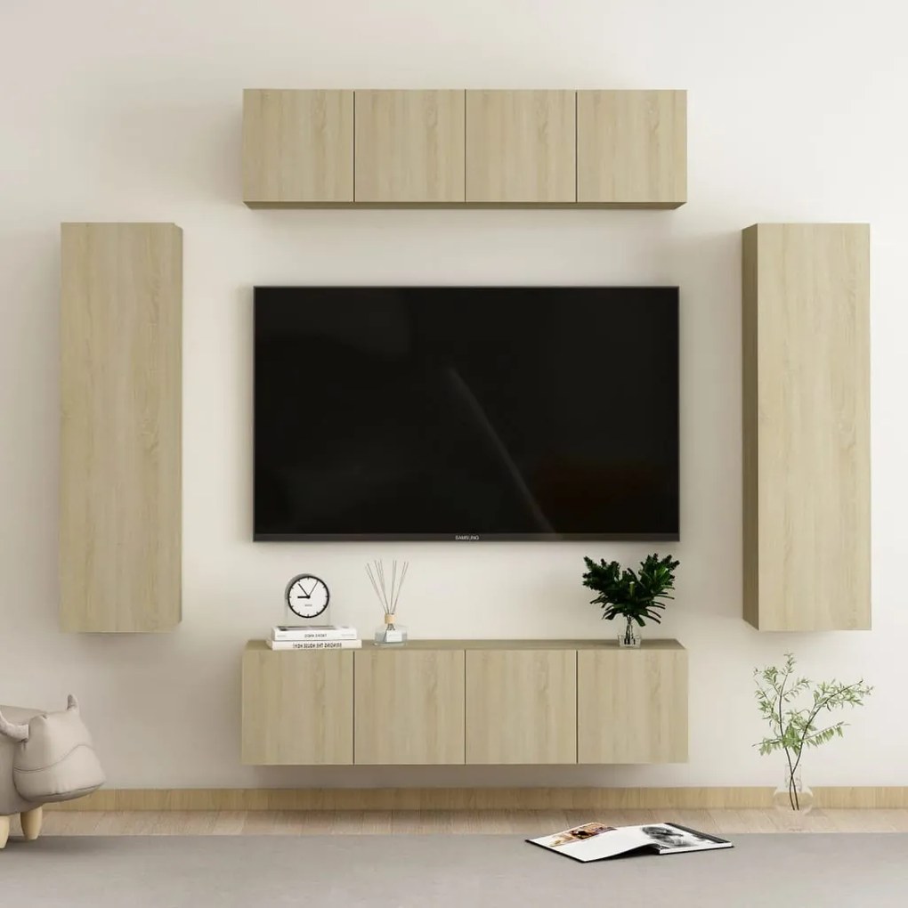 vidaXL 6 pcs conjunto móveis de TV derivados madeira carvalho sonoma