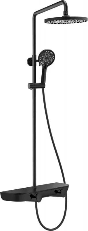 Mexen Axis conjunto de chuveiro de superfície com chuveiro de teto e misturadora, preto - 78112-70