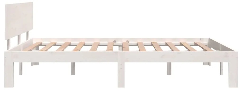 Estrutura de cama casal 135x190 cm madeira maciça branco