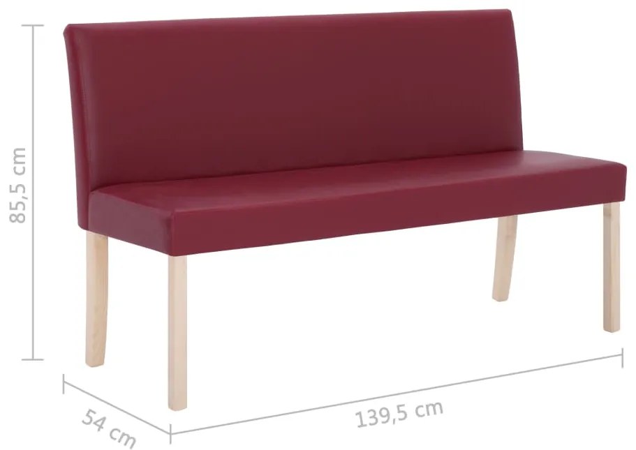 Banco 139,5 cm couro artificial vermelho tinto