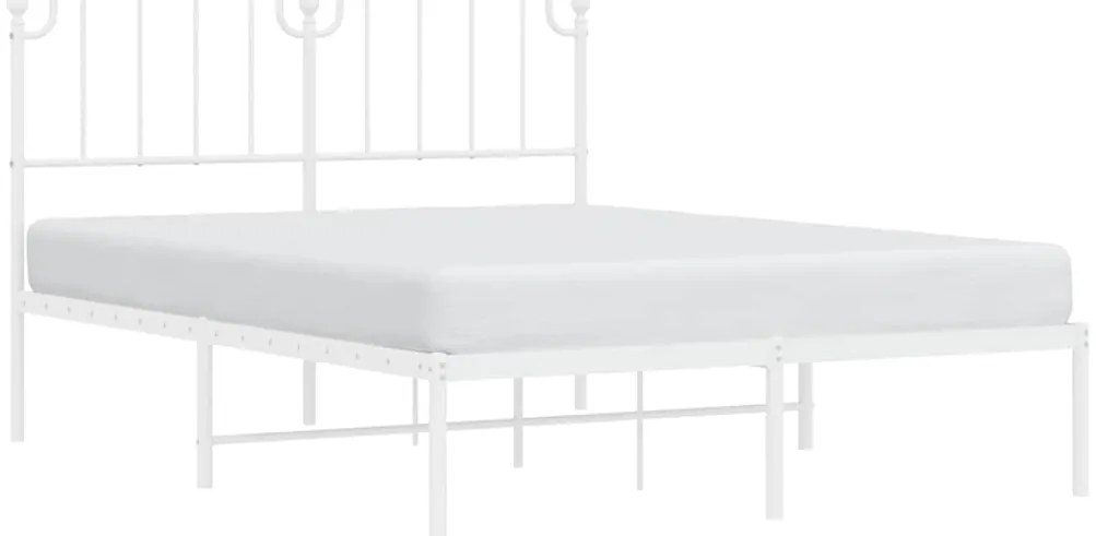 Estrutura de cama com cabeceira 135x190 cm metal branco