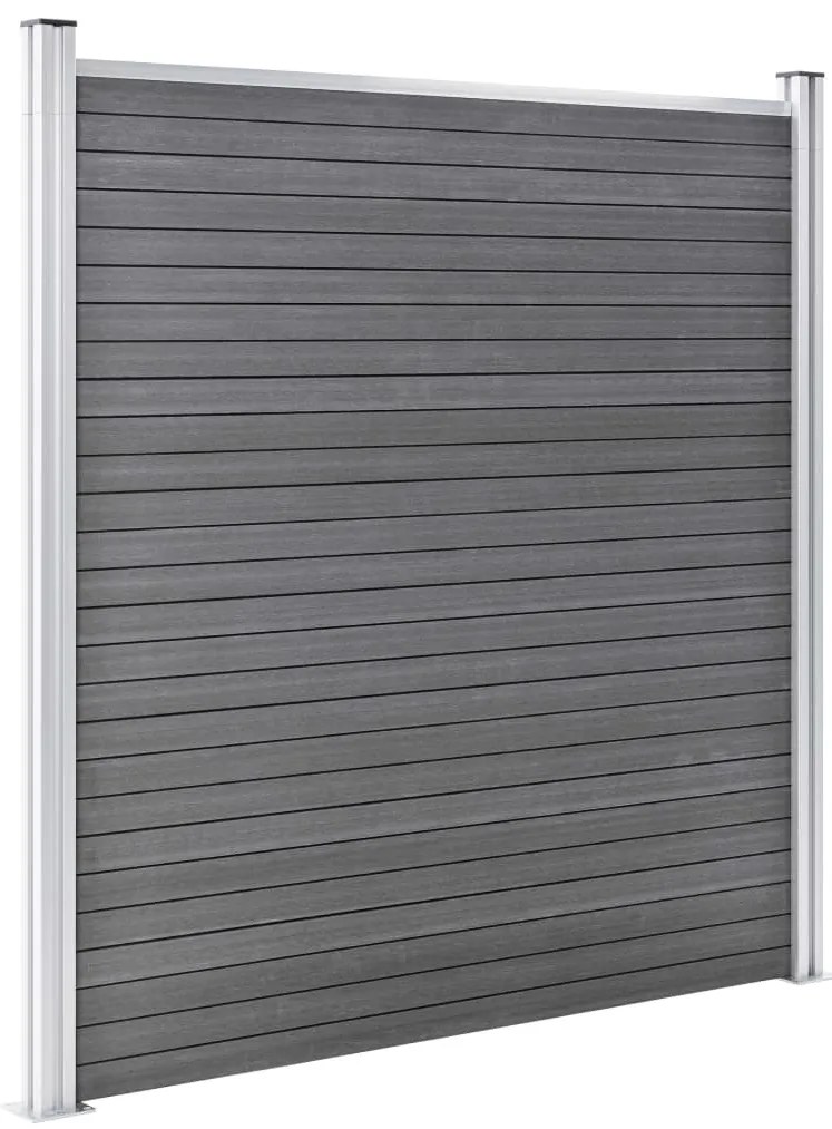 Painel vedação WPC 3 quadrados + 1 inclinado 619x186cm cinzento