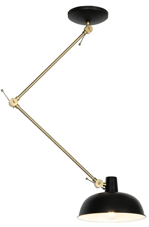 Candeeiro de teto retro preto com bronze - Milou Retro