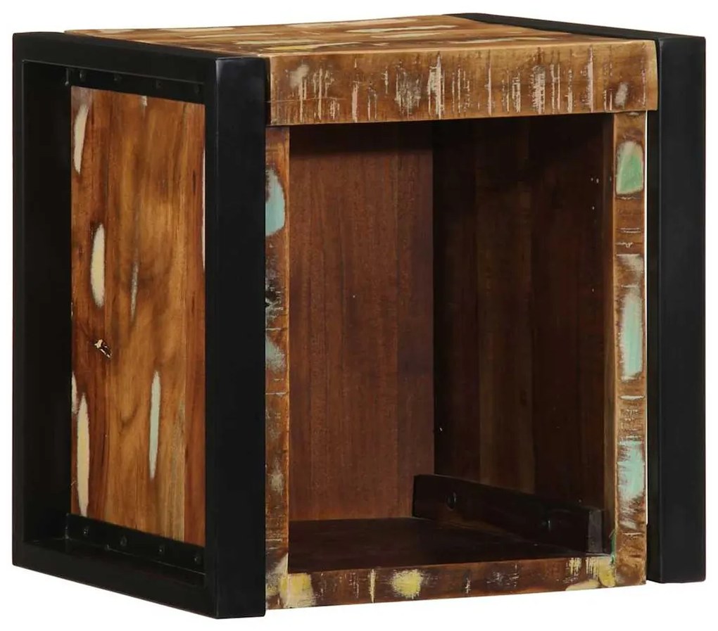 Mesa de cabeceira multicor 40x35x40cm madeira maciça recuperada