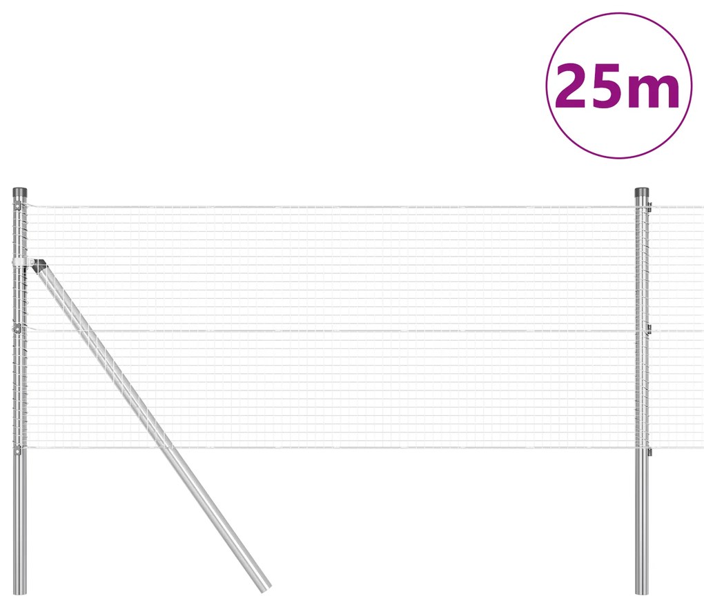 Conjunto de Postes de Cerca com Painéis Conjunto de 2 Aço galvanizado