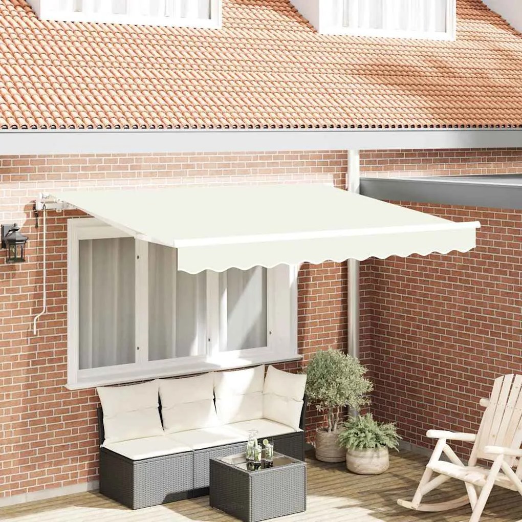 vidaXL Toldo Retrátil Creme 300 x 200 cm tecido
