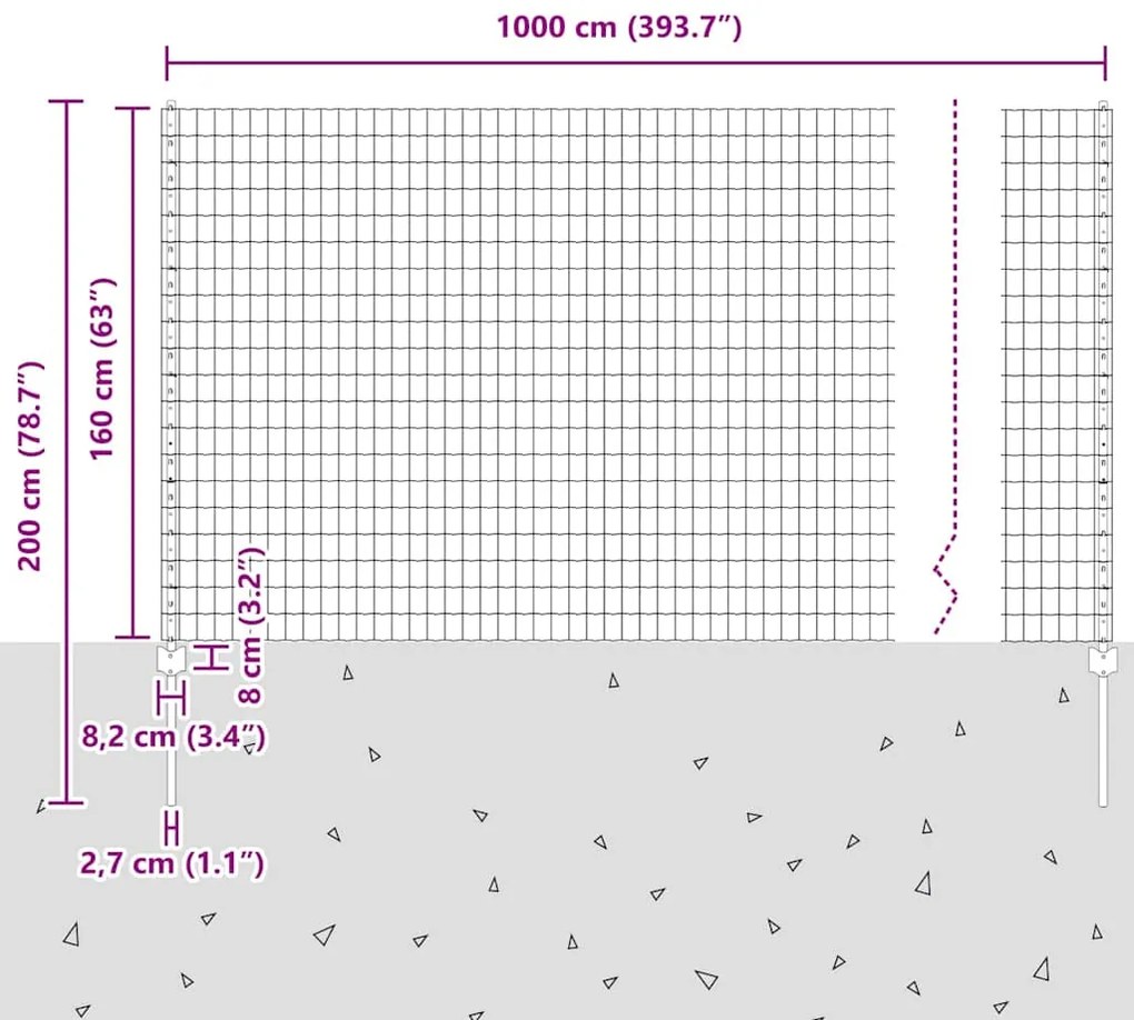Cercas Euro com 10 Postes Prateados 1,6x10 m Aço
