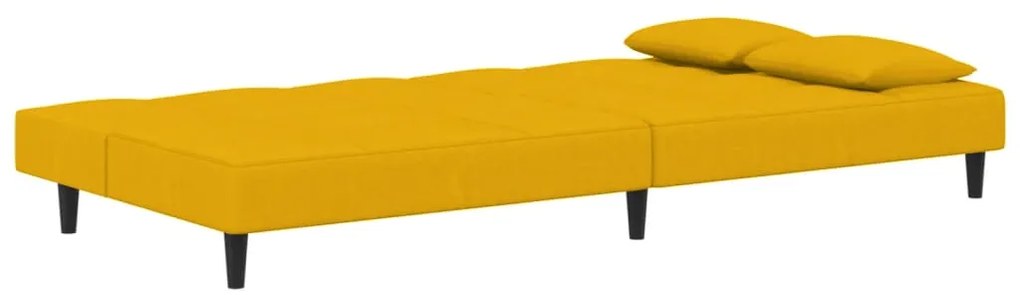 Sofá-cama 2 lugares com duas almofadas veludo amarelo