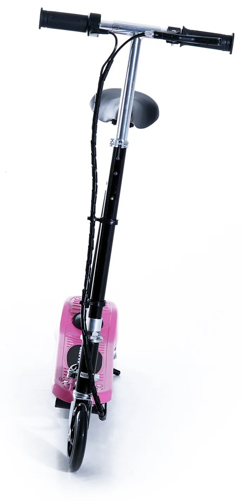 Trotinete Elétrica Infantil Dobrável com Guiador e Assento Ajustável - Cor-de-Rosa- 76 x 13 x 96 cm
