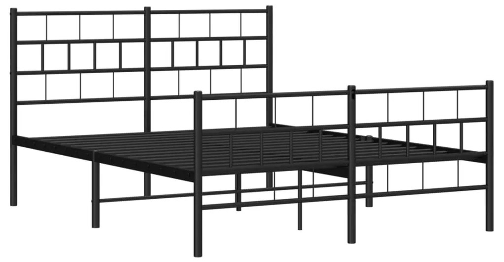 Estrutura de cama com cabeceira e pés 140x190 cm metal preto