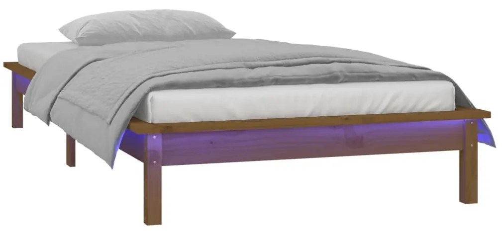 Estrutura cama +LEDs pequena solteiro 75x190cm madeira castanho