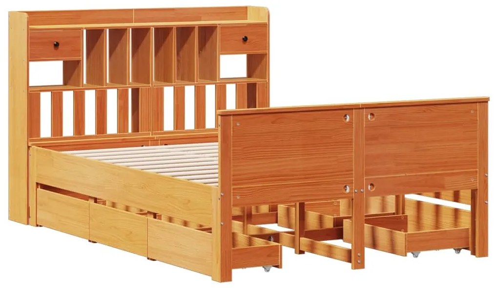 Cama com estante sem colchão 140x190 cm pinho maciço