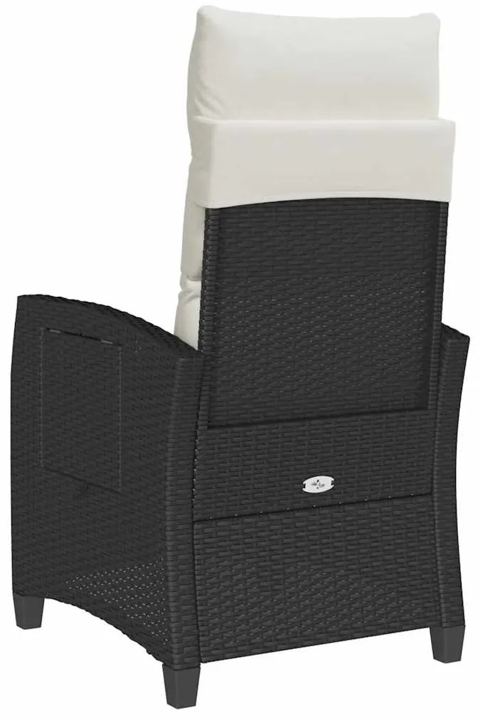 Cadeira de jardim reclinável com mesa de apoio vime PE preto