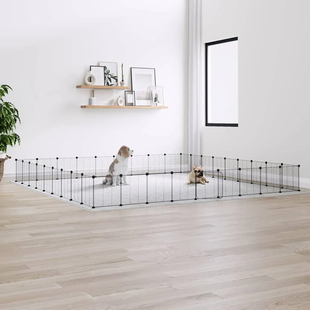 vidaXL Gaiola p/ animais de 36 painéis c/ porta 35x35 cm aço preto