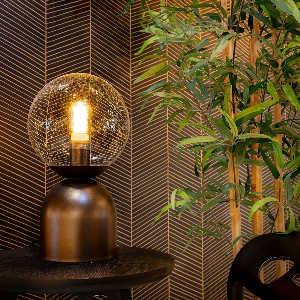 Candeeiro de mesa Hotel Chic bronze escuro com vidro transparente - Pallon Trend