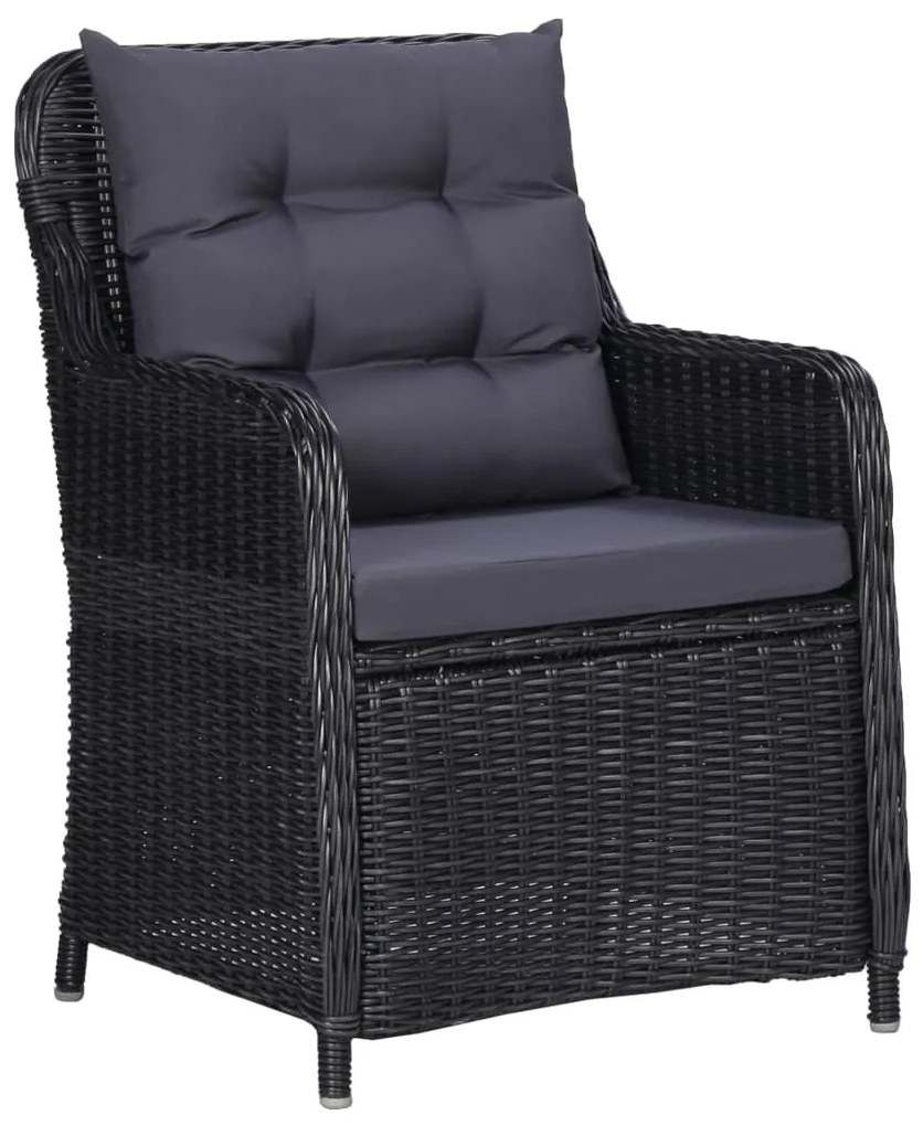 3 pcs conjunto de jantar para jardim preto