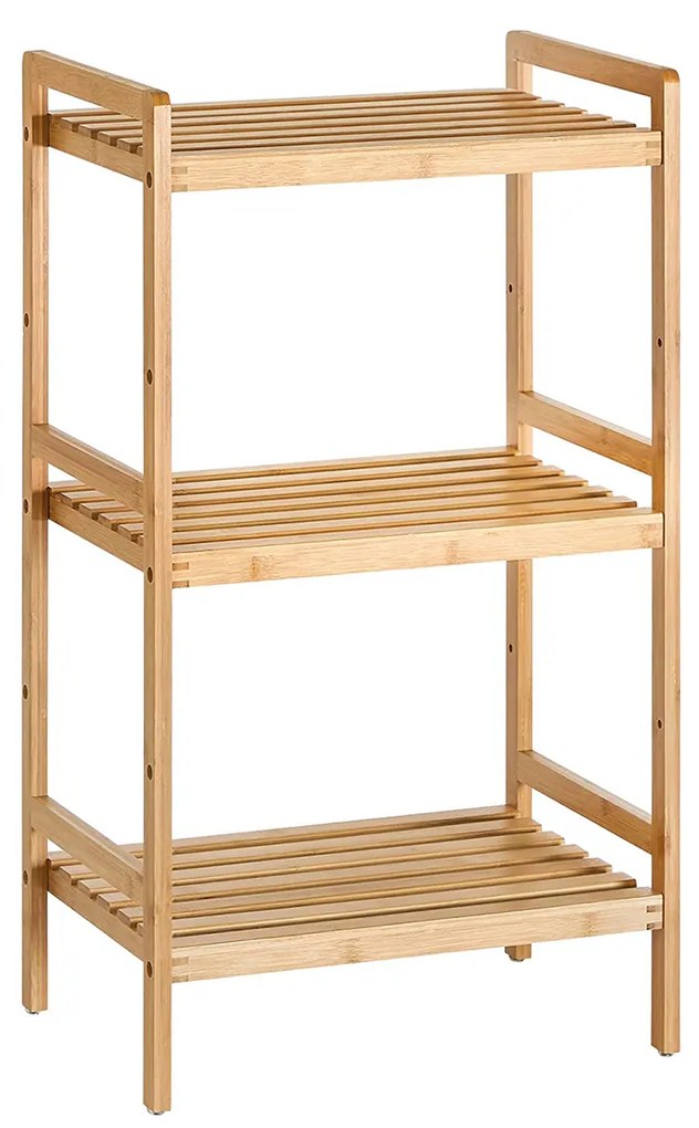 SONGMICS Suporte de bambu de 3 níveis para banheiro, cozinha e quarto, 45 x 31,5 x 80 cm, natural BCB073N01