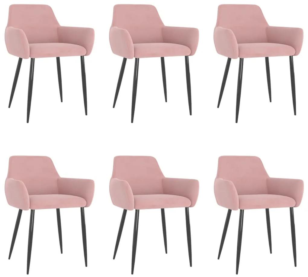 3068033 vidaXL Cadeiras de jantar 6 pcs veludo rosa