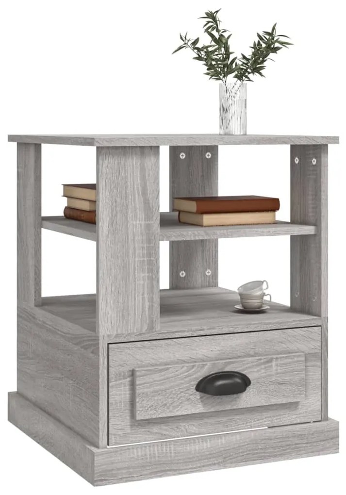 Mesa de apoio 50x50x60 cm derivados de madeira cinzento sonoma