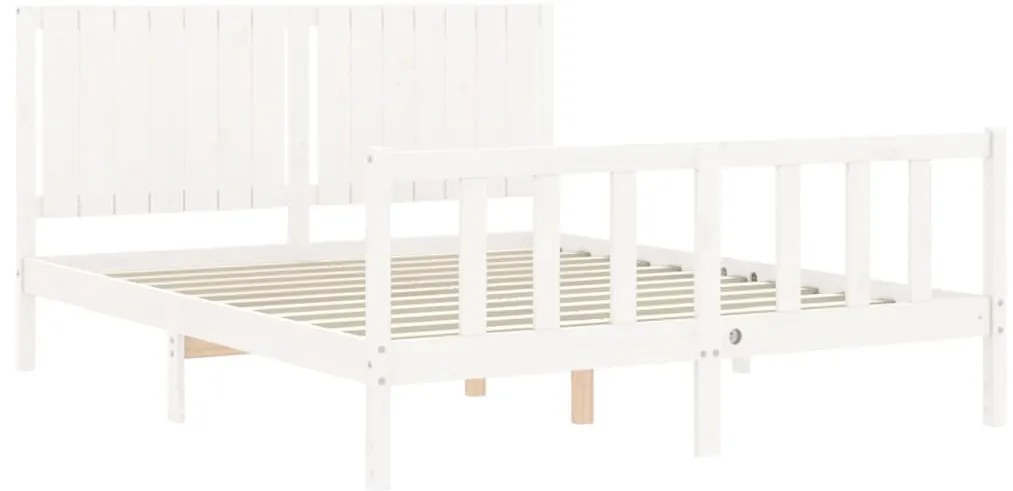 Cama sem colchão 160x200 cm madeira de pinho maciça branco
