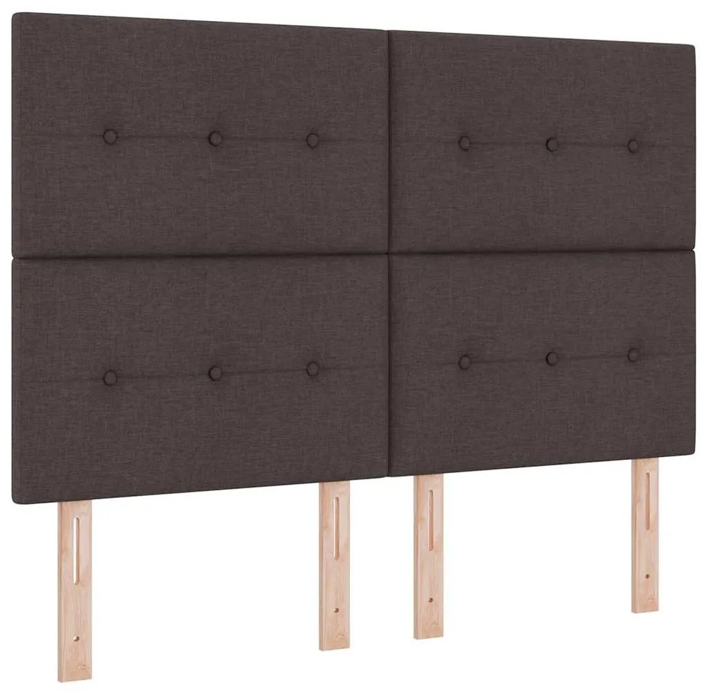 Cama Box com Colchão e LED Castanho Escuro 140x200 cm Tecido
