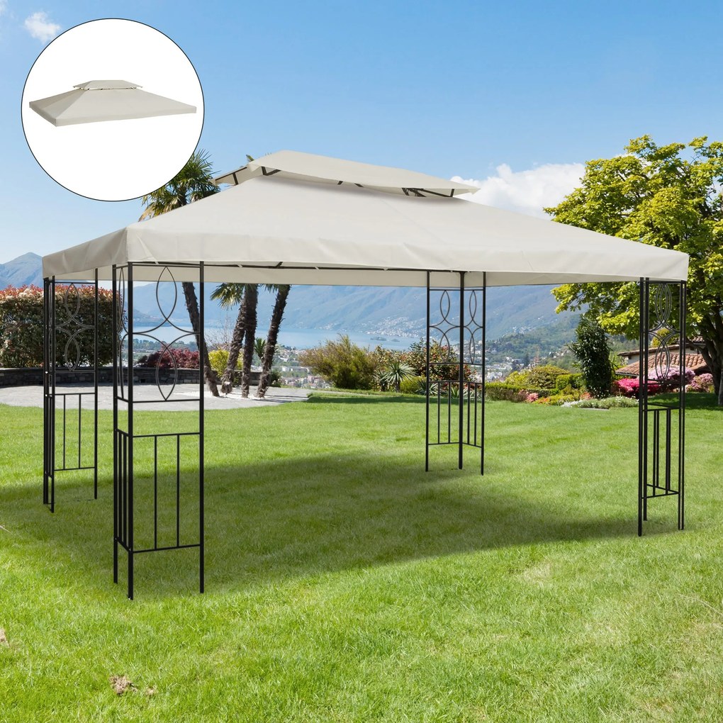 Outsunny Toldo de Substituição 4x3m para Pérgola de Jardim 2 Níveis Re