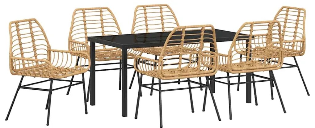 Conjunto de Jantar de Jardim com 7 Peças em Polipropileno Marrom