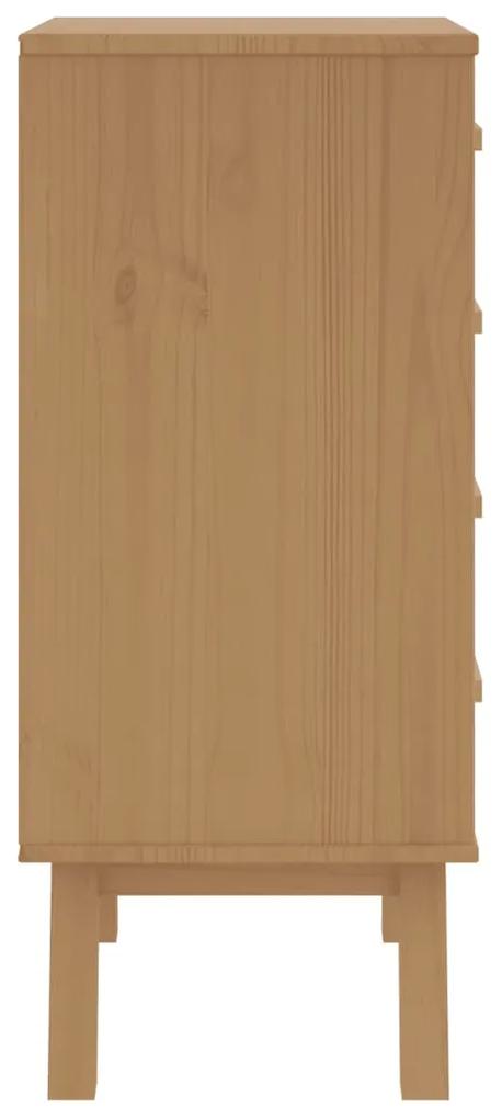 Mesa de cabeceira OLDEN madeira de pinho maciça branco/castanho