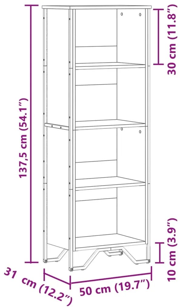 Estante 50x31x137,5 cm derivados de madeira carvalho sonoma