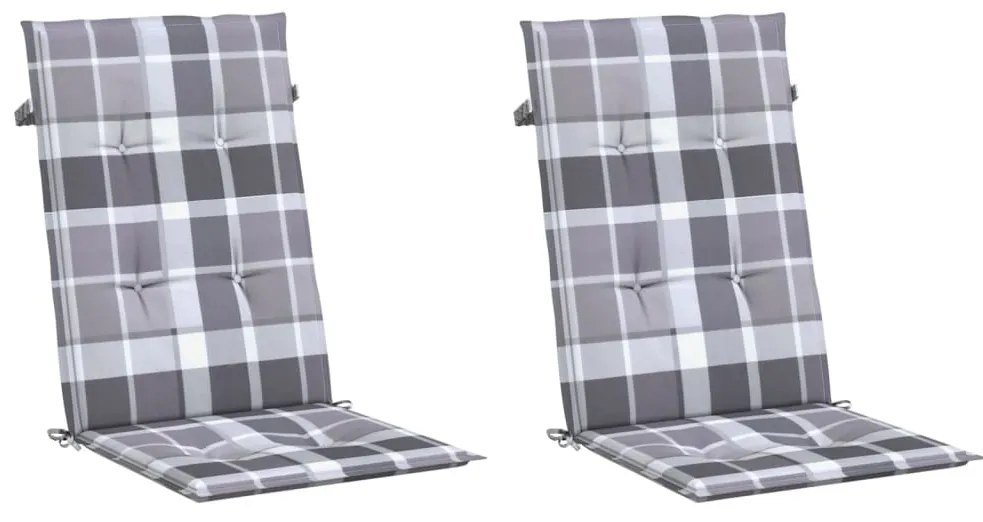 Almofadões cadeiras altas de jardim 2pcs tecido xadrez cinza