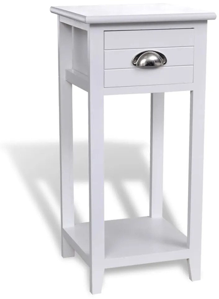 vidaXL Mesa de cabeceira com 1 gaveta, branco