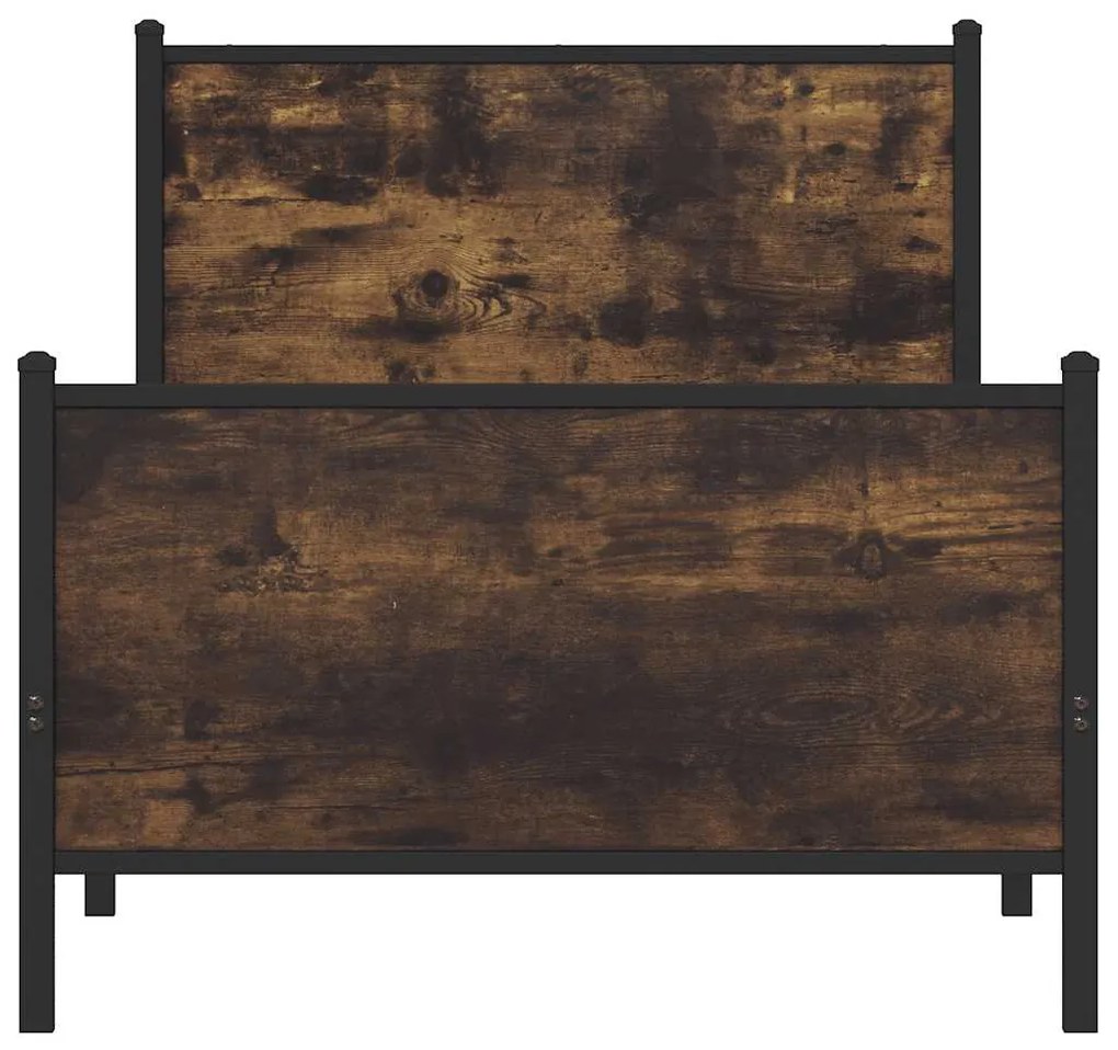 Estrutura de cama sem colchão 80x200 cm metal carvalho fumado