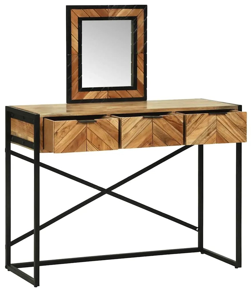 Mesa de Canto com Espelho 100x40x120 cm Madeira Sólida Acácia