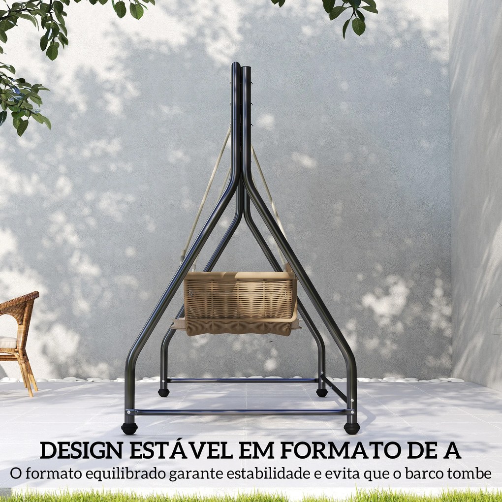 Estrutura de Baloiço Jardim (NÃO INCLUIDO) em Aço para 2 ou 3 Assentos Capacidade de 360 kg 210x117x175 cm Preto