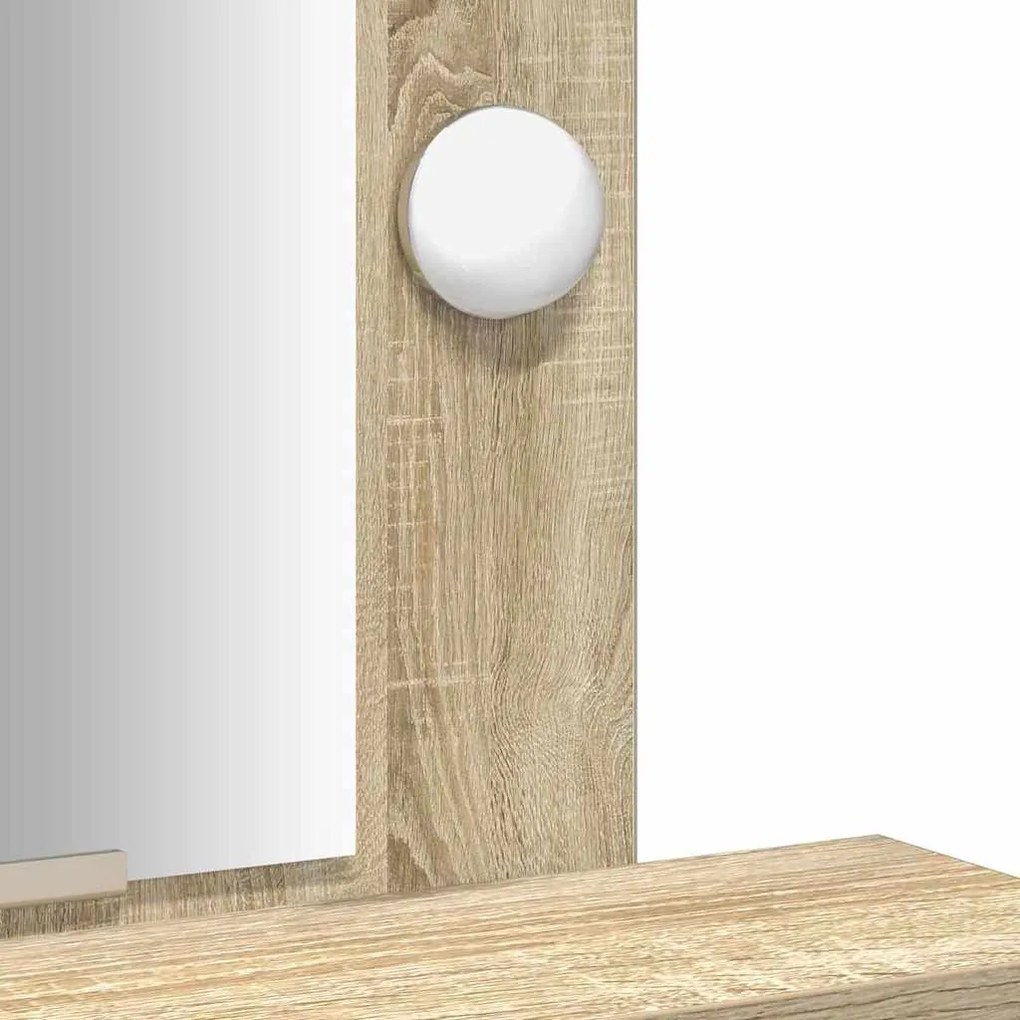 Mesa de Maquiagem com Luzes LED - Carvalho Sonoma - 50x41x140 cm