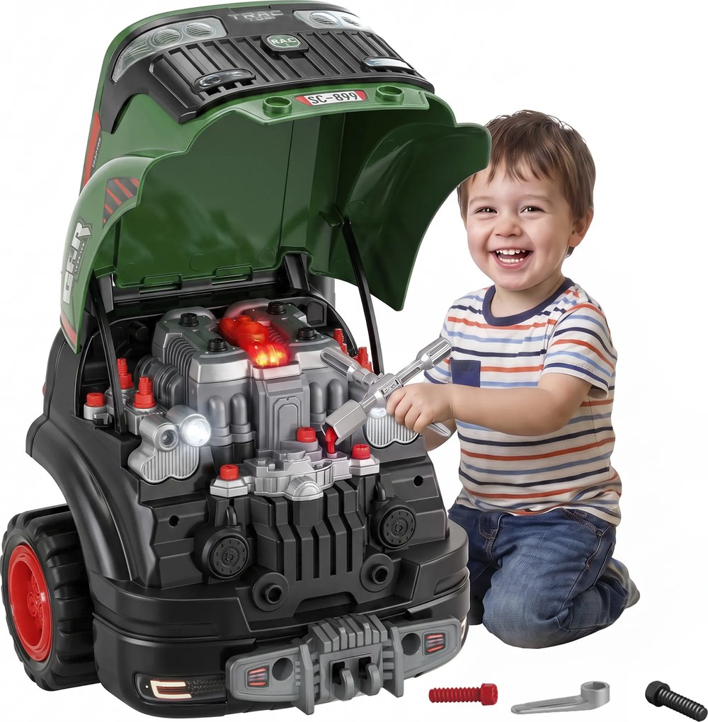 Brinquedo Motor de Camião, 42 x 42 x 47 cm, Interativo com Luzes, Sons e Névoa, Verde