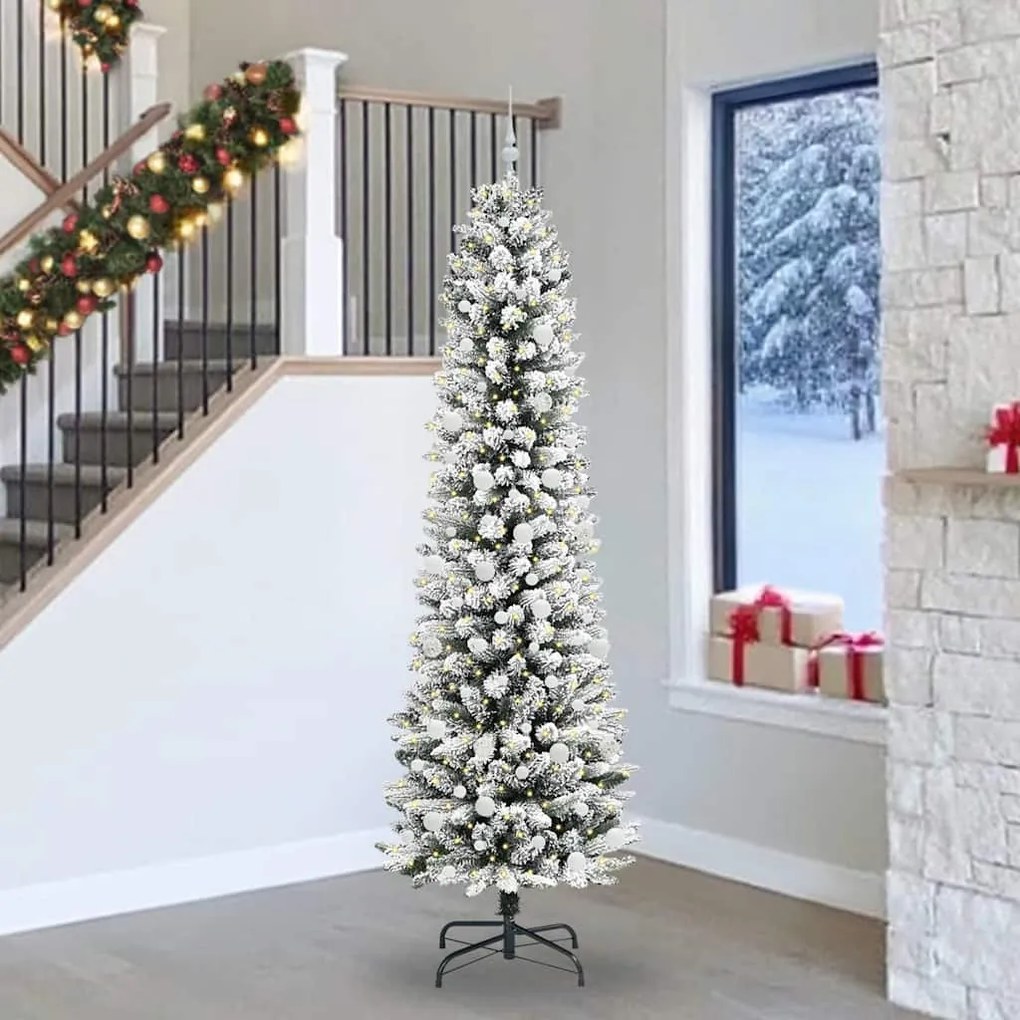 vidaXL Árvore de Natal Artificial Branco 240 cm PVC, Metal e Plástico