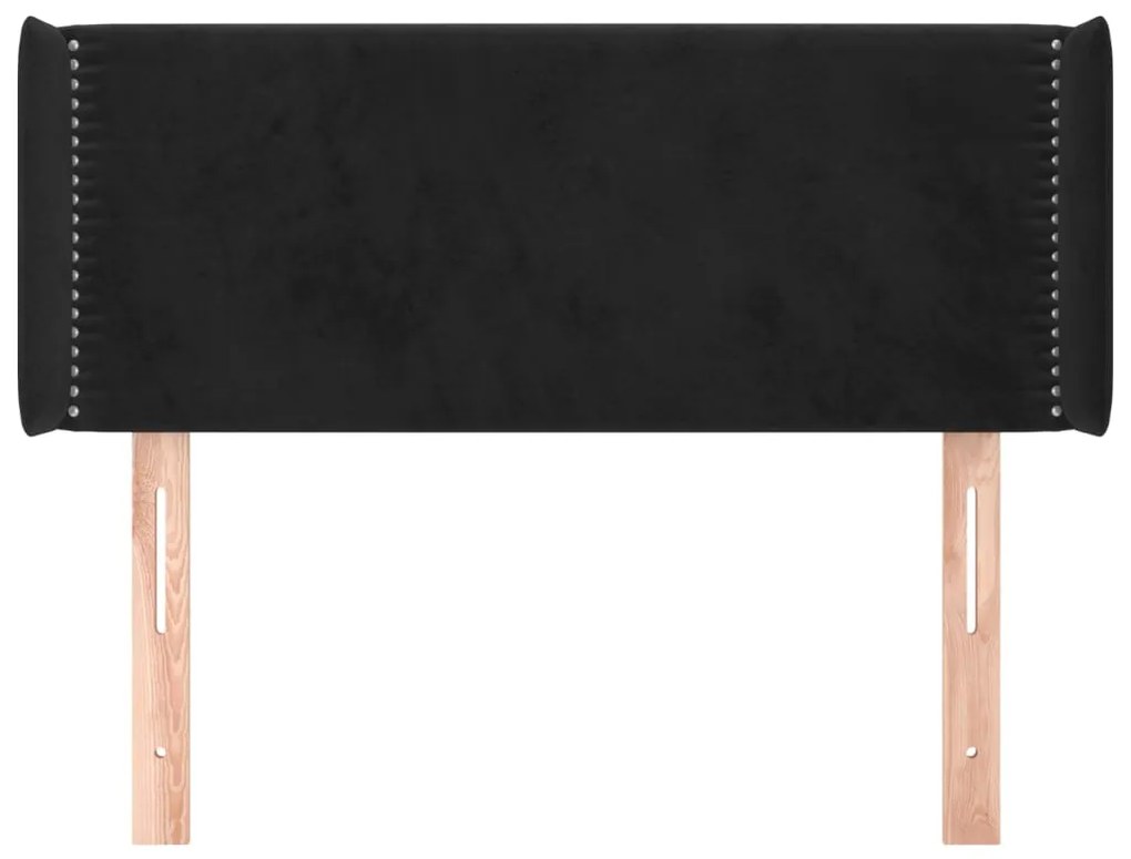 Cabeceira de cama c/ abas veludo 103x16x78/88 cm preto