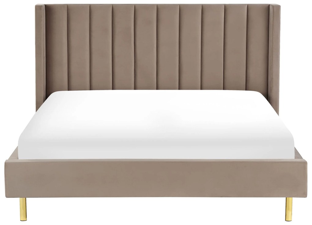 Cama de casal em veludo taupe 180 x 200 cm VILLETTE Beliani