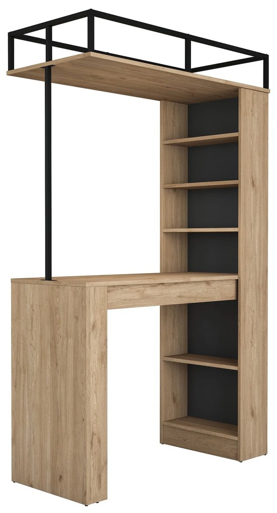 Mesa de Bar "Jane" com Estante - Nogueira e Preto - 120x198x55 cm- Des