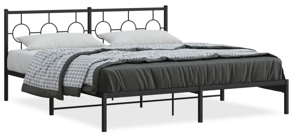 376230 vidaXL Estrutura de cama em metal com cabeceira 180x200 cm preto