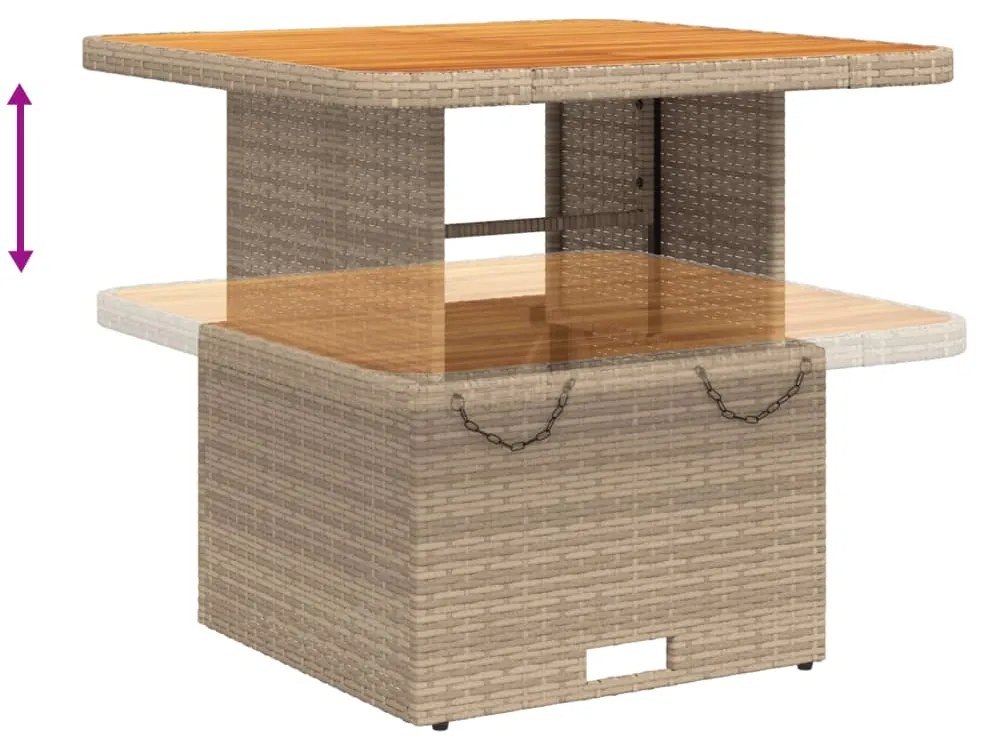 2 pcs conjunto de sofás p/ jardim com almofadões vime PE bege