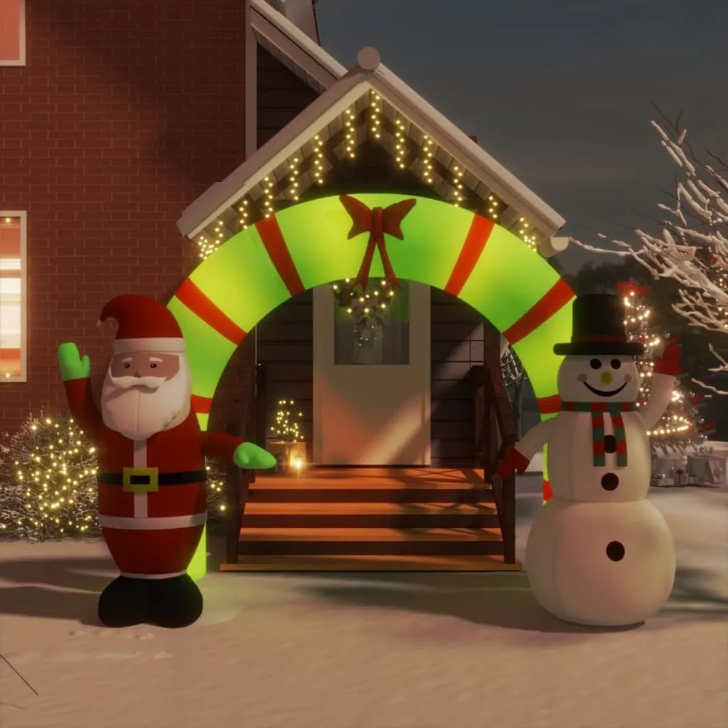 345312 vidaXL Portão em arco de Natal insuflável com luzes LED 270 cm