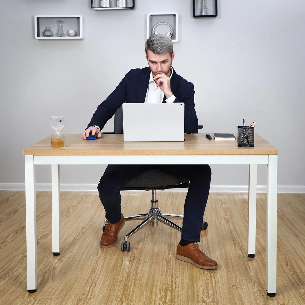 Mesa de computador moderna 120 x 76 x 60 cm cor branca-natural