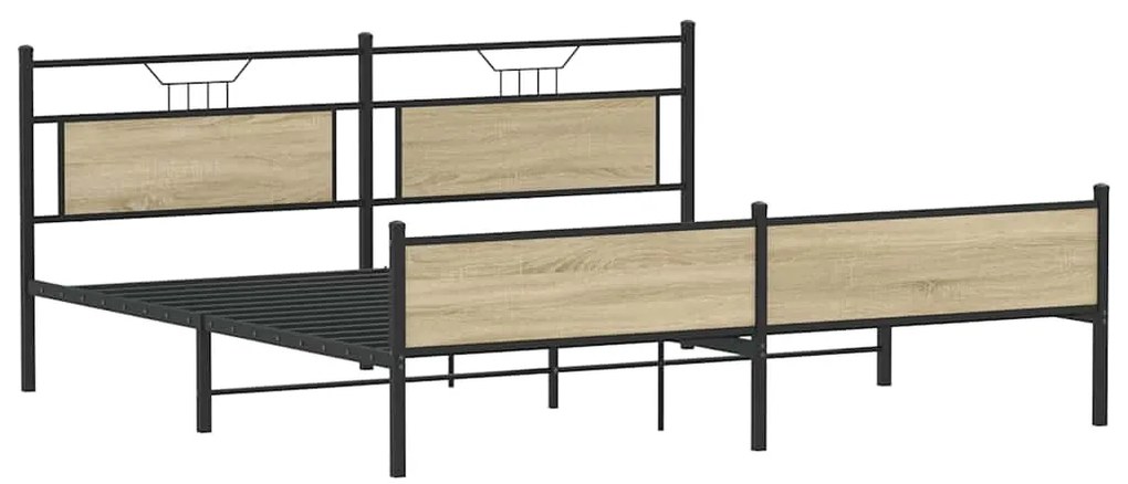 Estrutura de cama sem colchão 200x200cm metal carvalho sonoma