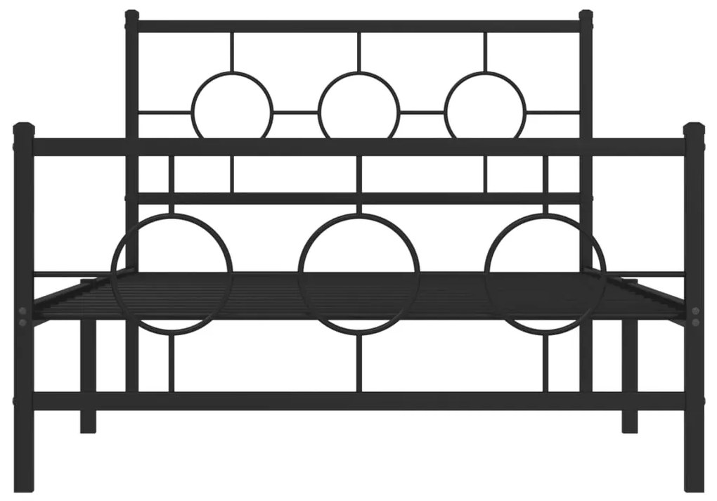 Estrutura de cama com cabeceira e pés 107x203 cm metal preto