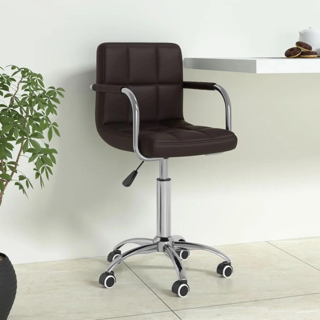 vidaXL Cadeira de escritório giratória couro artificial castanho