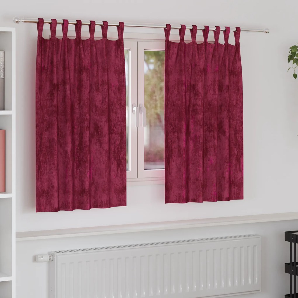 vidaXL Cortinas de Veludo Vermelho Vinho Poliéster 140 x 140 cm