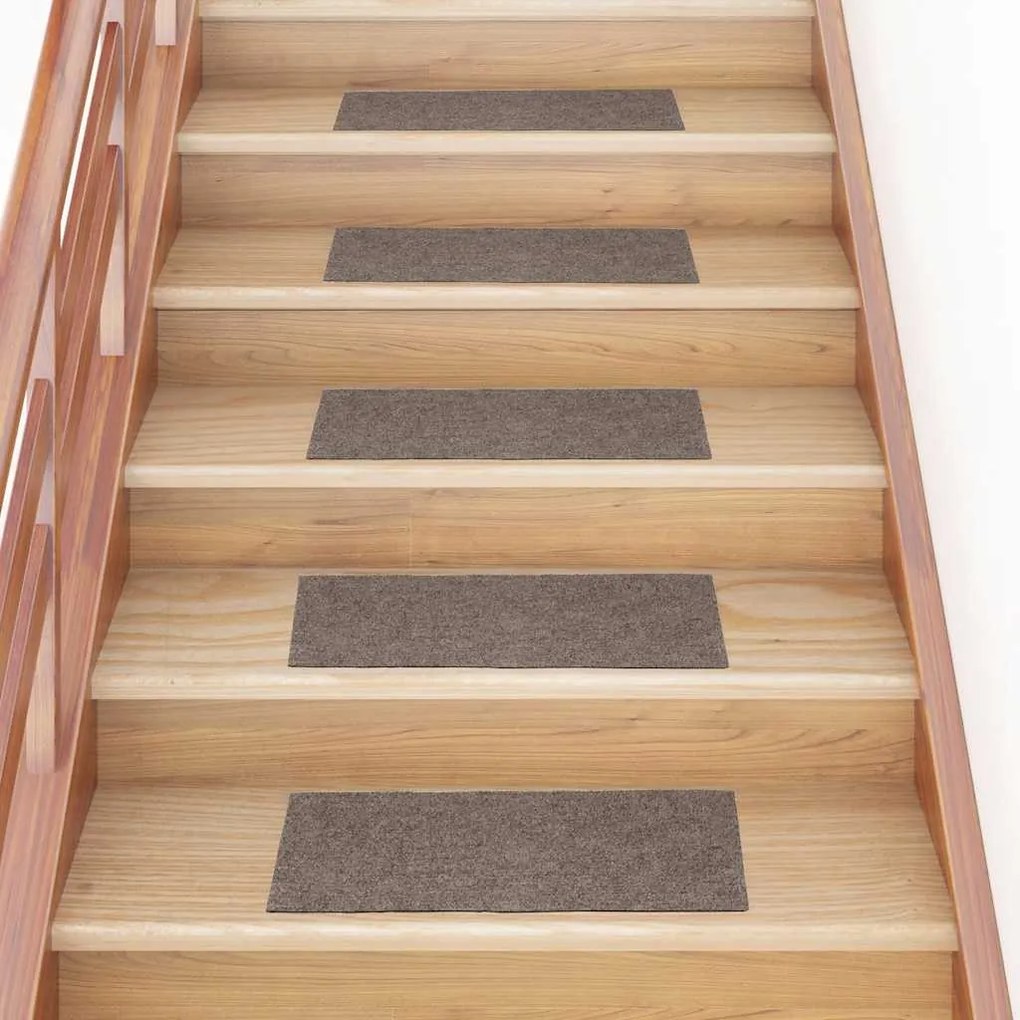 vidaXL Tapetes escada adesivos retangulares 15 pcs 60x25 cm cor creme